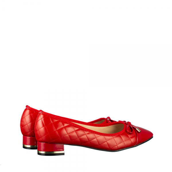 Дамски обувки с ток червени от еко кожа Grece, 4 - Kalapod.bg